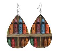 Colorful Bell Women's Teardrop Leather Earrings - Lightweight PVC Dangle Earrings, 925 Silver Hooks, Double-Sided Prints | Hypoallergenic Gift