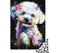 Colorful Bichon Frise 1000 Piece Jigsaw Puzzle Paper Jigsaw Puzzle for Adults Splash Art Home Decor Mindfulness Gift 38x26cm/1000pcs