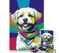 Colorful Bichon Frisé Dog Portrait Pop Art Style Jigsaw Puzzles for Adults 1000 Pieces Restful Game Accurate Cut Family Bond Fine Art (38x52cm)
