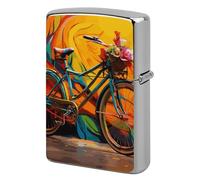 Colorful Bicycle Lighter Case Metal Protective Cover with Double-Sided Art Design, Cool Lighters Pouch Shockproof Lighter Cover for Men Women Gifts, Lighters Not Included