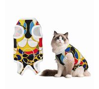 Colorful Biological Forms Dog Surgery Suit Recovery Suit, 100% Cotton Breathable Full Body Dog & Cat Surgical Suit with Cute Prints, Male & Female Pets Small