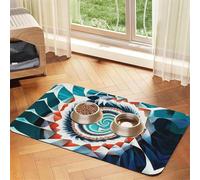 Colorful Biological Forms in Op Art Pet Feeding Mat Dog Cat Eating Food Absorbent Leather Tablecloth for and Water Bowl Waterproof No Stains Quick Dry Non-Slip 23.62 * 15.75IN