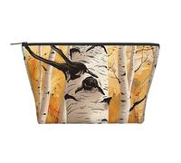 Colorful Birch Tree Prints Trapezoid Makeup Bag Travel Cosmetic Organizer with Foam Padding for Gym, Office, and Weekend Trips