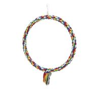 Colorful Bird Cotton Rope Swing Perch Climbing Stand Toy, Large Circle Cage Hanging Toy for Cockatiel Conure Cockatoo Parakeet Cage Hanging Decor (Small)
