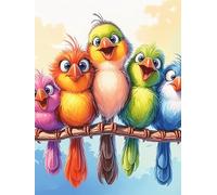 Colorful Bird Group on A Branch 300 Piece Jigsaw Puzzle for Adults Teens Wildlife Pet Post Work Wind Down Mind Calming Whimsical Design for Friends 300 PCS
