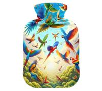Colorful Bird Hot Water Bottle with Soft Cover Feet and Bed Warmer Hot Water Bag for Pain Relief