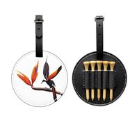 Colorful Bird of Paradise Black Golf tee Storage Bag - Easy to Carry Around and More efficient in Playing Golf