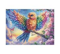 Colorful Bird on Blossom Branch with Butterflies 500 Pc DIY Jigsaw Puzzle Puzzles for Adults Teens Hard Challenging Team Building Stress Reducing Autumn Sturdy Wooden Cardboard 500 PCS