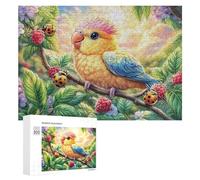 Colorful Bird on Branch in Starry Night 300 Piece Jigsaw Puzzle for Adults Indoor Brain Workout Logical Mastery Gift for Challenge Lovers 300 PCS