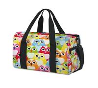 Colorful Bird Owl Sports Duffel Bag Cute Owl Weekend Overnight Bag Tote Holdall Casual Travel Gym Duffel Bags for Kids Girls Boys Women Men