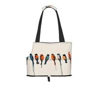 Colorful Bird Printed Foldable Pet Bag - Portable Puppy Cat Travel Handbag Tote,Pet Carrier Backpacks.