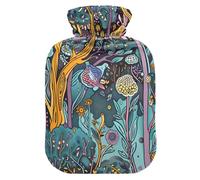 Colorful Bird Safari Wind hot Bottle Water Bag with Soft Cover, 1L Warm Compress for ( Scenario), Tummy Warmer, compresas calientes para el vientre