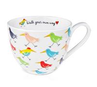 Colorful Birds Coffee Tea Hug Mug - 20 oz Premium Bone China, A Meaningful Gift for Free Spirits, Bird Lovers, and Anyone Embracing Their Own Journey, Designed in England by Harvest Green Studio