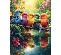 Colorful Birds in A Pond with Water Lilies 1000 Piece Jigsaw Puzzle for All Ages Wildlife Pet Jigsaw Neighborhood Get Together Family Game Whimsical Design for Any Event 1000 PCS