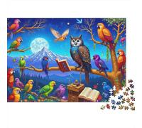 Colorful Birds Night Puzzle for Adults 1000 Piece Recycled Owl Puzzles for Elderly Impossible Hard Difficult Challenging Great Gift Idea for Women 70x50cm/1000pcs