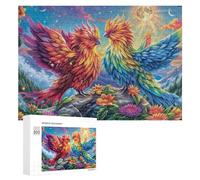 Colorful Birds on Rocks with Flowers 300 Piece Jigsaw Puzzle for Adults Indoor Puzzle Fun Logical Challenge Gift for Personal Use 300 PCS