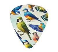 Colorful-Birds-Painting 12 Pack Guitar Picks With 3 Thicknesses And Storage Box, Abs Plectrums For Electric Bass Guitar Players