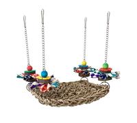 Colorful Birds Toy Chewing Swing Perch Natural Grass Foraging Activity Accessory For Pet Parrots Cage Entertainment Toy