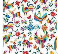 Colorful Birds Upholstery Fabric for Chairs,Mexican Style Floral Fabric by The Yard,Traditional Traditional Mexican Art Decorative Fabric for Upholstery and DIY Projects,1 Yard,(L92*W150cm) Tan Brown