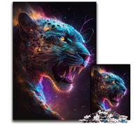 Colorful Black Leopard Jigsaws 1000 Pieces for Adults Wooden Jigsaw Puzzles Perfect for Family Gatherings, Birthdays, Holidays 50x75CM/19.68x29.52inch