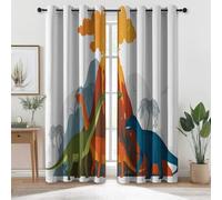 Colorful Blackout Curtains, Cartoons Animals Dinosaurs Volcanoes Printed Thermal Insulated Curtain for Living Room Bedroom Eyelet Drapes for Window Home Decor, W52 x L72 Inch (2 Panels)