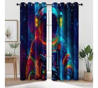 Colorful Blackout Curtains, Fantasy Nebula Astronaut Printed Thermal Insulated Curtain for Living Room Bedroom Eyelet Drapes for Window Home Decor, W46 x L90 Inch (2 Panels)