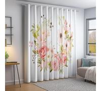 Colorful Blackout Curtains, Watercolor Elegant Wreath Roses Printed, Thermal Insulated Room Darkening Eyelet Blackout Curtains for Bedroom Living Room Kitchen Nursery 30 × 65 Inch, 2 Panels