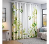 Colorful Blackout Curtains, Watercolor Roses Butterflies Borders Printed, Thermal Insulated Room Darkening Eyelet Blackout Curtains for Bedroom Living Room Kitchen Nursery 30 × 65 Inch, 2 Panels