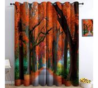 Colorful Blackout Eyelet Curtains, Nature Trees Alley Plants Printed Thermal Insulated Room Darkening Curtains for Bedroom Baby Nursery Living Room, W 46" x L 54" (2 Panels)