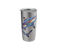 Colorful Blacktip Reef Shark Abstract Ocean Art Stainless Steel Insulated Tumbler