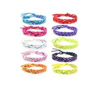 COLORFUL BLING 10Pcs Adjustable Boho Braided Cord Bracelet Summer Beach Surfer Nepal Woven Ankle Bracelets for Women Teens Girls Bohemian Friendship Jewelry, synthetic-fiber, rope