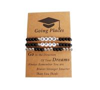 COLORFUL BLING 2026 Graduation Beaded Bracelet Set GRAD 2026 Inspirational Stretch Bracelets Graduation Gifts, Metal, alloy