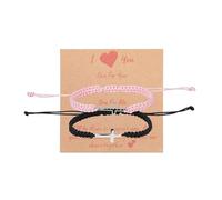 COLORFUL BLING 2Pcs Cross Matching Couple Bracelets Christian Cross Handmade Braided String Rope Bracelets for Women Men Adjustable BFF Friendship Bracelet Religious Easter Christmas Baptism Gifts