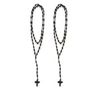 COLORFUL BLING 2PCS Handmade Catholic Rosary Cross Necklace Set Knotted Cord Rope Necklace Good Luck Protection Amulet Religious Christian Jewelry, Zinc, Rhinestone