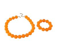 COLORFUL BLING 2Pcs Jewelry Set Acrylic Round Beaded Chunky Choker Necklace for Women Boho Multicolor Chunky Beaded Bracelet for Women & Friend Macaron Colors Jewelry Set for Gift,Orange