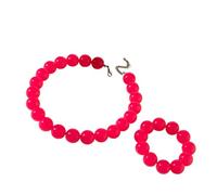 COLORFUL BLING 2Pcs Jewelry Set Acrylic Round Beaded Chunky Choker Necklace for Women Boho Multicolor Chunky Beaded Bracelet for Women & Friend Macaron Colors Jewelry Set for Gift,Rose Pink