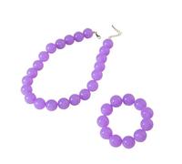 COLORFUL BLING 2Pcs Jewelry Set Acrylic Round Beaded Chunky Choker Necklace for Women Boho Multicolor Chunky Beaded Bracelet for Women & Friend Macaron Colors Jewelry Set for Gift,Purple