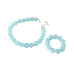 COLORFUL BLING 2Pcs Jewelry Set Acrylic Round Beaded Chunky Choker Necklace for Women Boho Multicolor Chunky Beaded Bracelet for Women & Friend Macaron Colors Jewelry Set for Gift