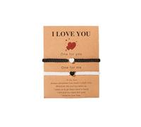 COLORFUL BLING 2Pcs Love Heart Bracelet Adjustable Thread String Protection Long Distance Matching Bracelet for His and Her Couples Friendships Relationship Jewelry, adjustable, Metal