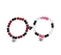 COLORFUL BLING 2Pcs Love Heart Mutual Attraction Natural Stone Bead Spider Stretch Bracelet Set for Best Friend Women Men Lover Halloween Couple Matching Jewelry Gift, Regular, Stone, no gemstone
