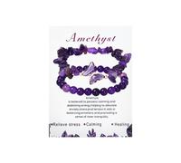 COLORFUL BLING 2Pcs Natural Stone Bead Butterfly Stretch Bracelet Set for Women Jewelry Crystals Beaded Bracelet Birthday Gift, Regular, Stone, no gemstone
