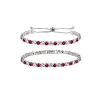 COLORFUL BLING 2Pcs Tennis Chain Bracelet Cubic Zirconia Beaded Adjustable Slider Bracelet Set for Women Anniversary Party Jewelry Birthday Mother's Day Gift, Regular, Rhinestone, no gemstone