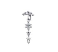 COLORFUL BLING 3 pcs Fake Belly Ring Evil Eyes Devil Butterfly Heart Dangling Fake Belly Button Ring CZ Clip On Non Piercing Fake Belly Button Piercing for Women Stainless Steel Faux Belly Rings
