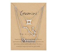 COLORFUL BLING 3Pcs 12 Constellation Zodiac Sign Layered Choker Necklaces Letter Astrology Horoscope with Message Card for Women Jewelry, 17.7 inches, Crystal Metal, Crystal