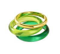 COLORFUL BLING 3Pcs 80s Neon Dopamine Geometric Round Chunky Resin Acrylic Stackable Bangles Set for Women Statement Bracelets Jewelry, Resin, Agate
