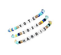 COLORFUL BLING 3Pcs/Set Handmade 2024 Kamala Harris Bracelets Merch Kamala Harris Merchandise Seed Beads Bracelet President Vote Campaign for Harris Supporter, Adjustable or One-size-fits-most, Resin