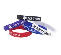 COLORFUL BLING 4/5 PCS Parkinsons Hypertension Hearing Inpaired Asthma Anaphylaxis Dementia Rubber Medical Alert ID Emergency Bracelet Warning Silicone Wristband Bracelets for Women Men, Silicone