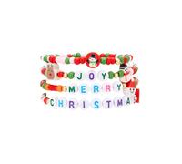 COLORFUL BLING 4~8pcs Christmas Bracelets Set Red Green Bead Adjustable Layered Friendship Bracelets Merry Christmas Gifts Stocking Stuffers & Party Favors, S, Plastic, no gemstone