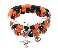COLORFUL BLING 4PCS Game Day Bracelets for Women Heishi Stackable Clay Beaded Stretch Bracelets Football Basketball Baseball Rugby Volleyball Sports Team Jewelry Gift, 1, Resin, no gemstone
