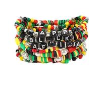 COLORFUL BLING 4th of July Bracelets for Women/Juneteenth African Beaded Stackable Layered Surfer Bracelets Rasta Jamaica Jewelry, 1, Resin, no gemstone